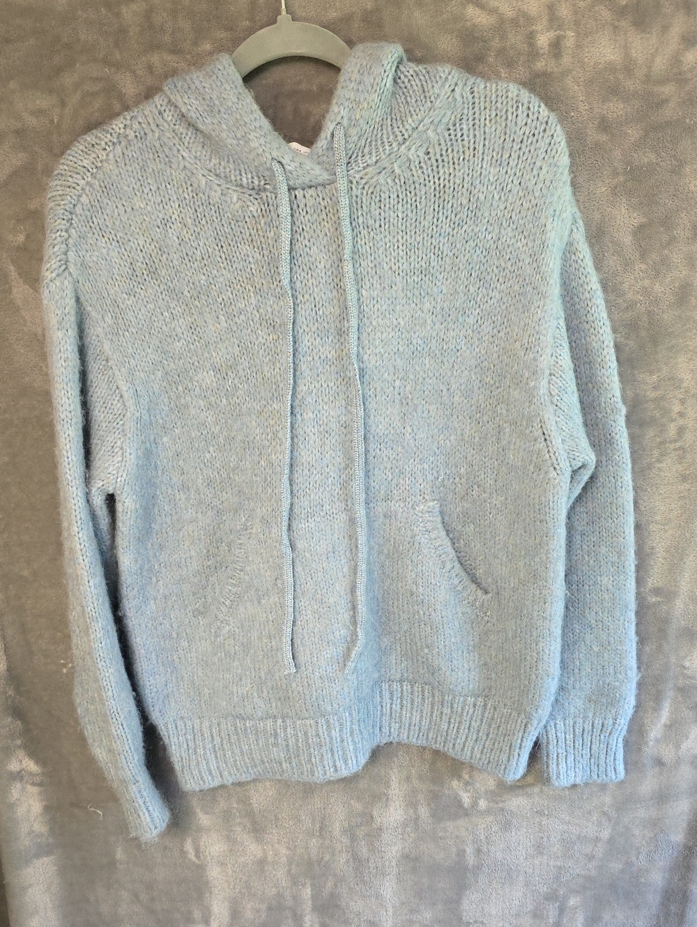 Zara Light Blue Knit Hoodie Sweater